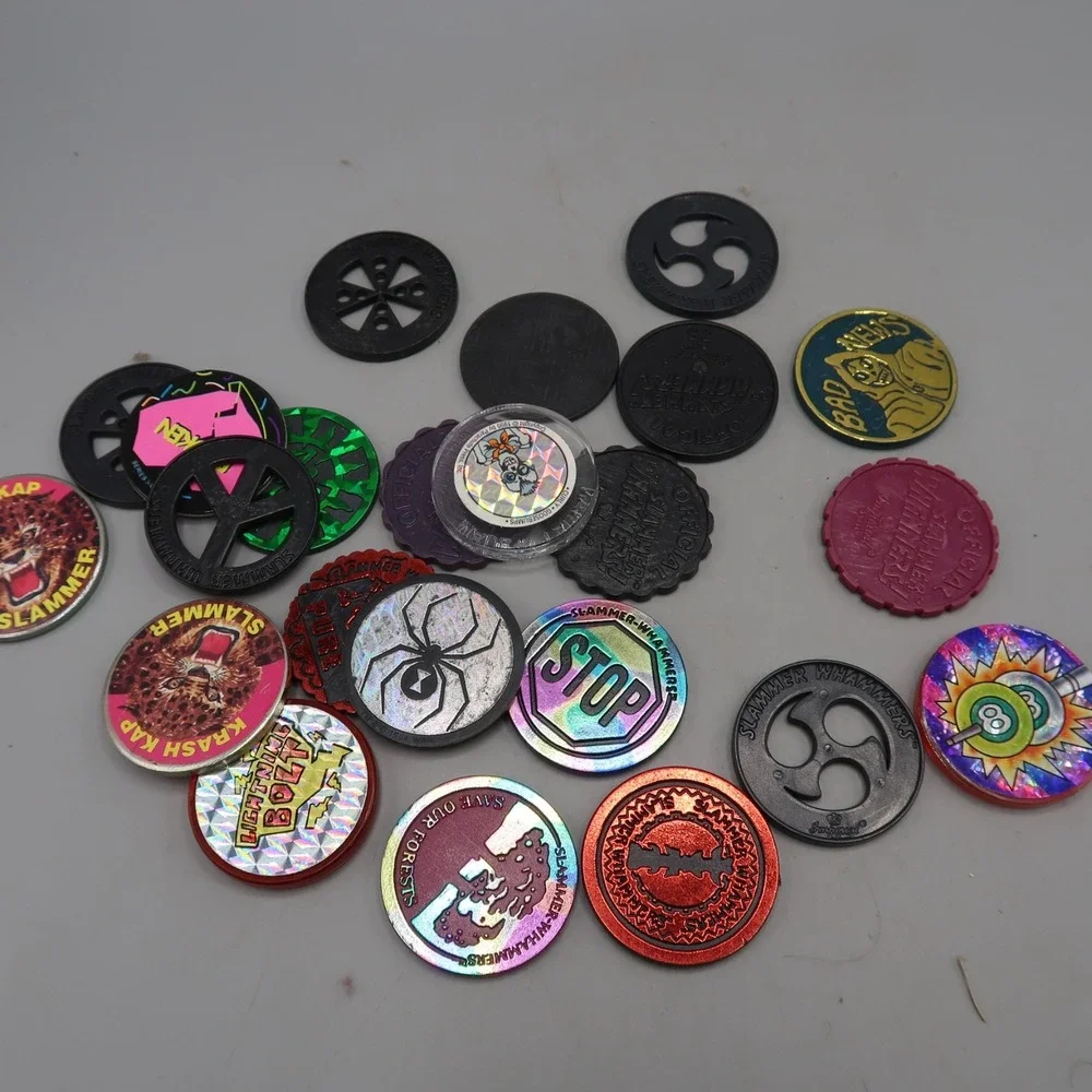1990s Pog Slammers Mixed Lot Of 200 Slammers Plastic Metal 90s Style